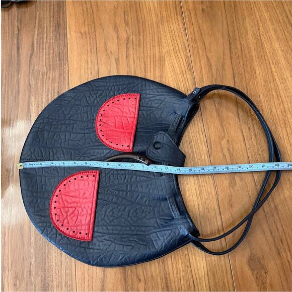 Vintage Navy Blue Vinyl Bag Red Watermelon Slice Pockets - Picture 4 of 10